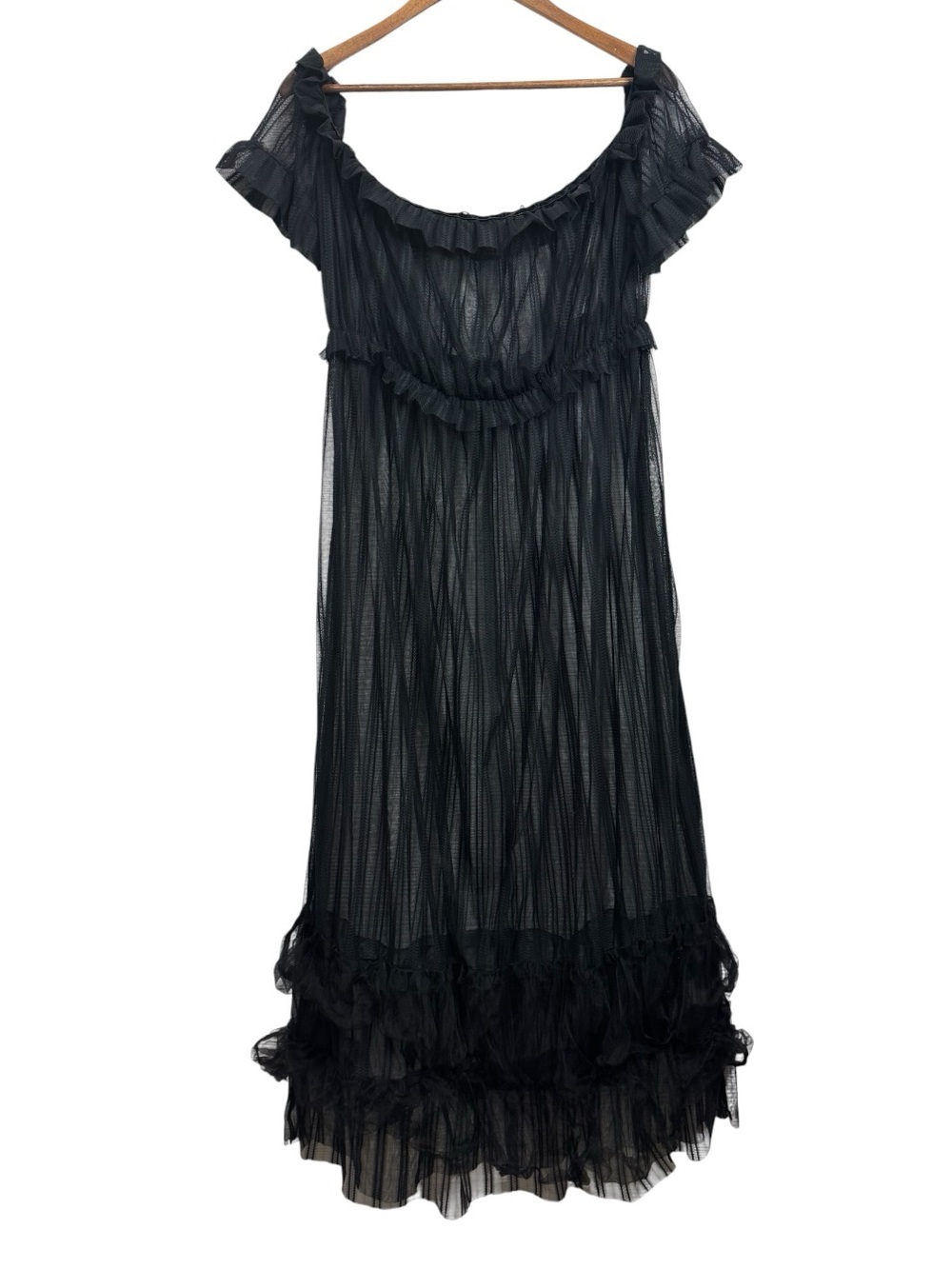 Sexy Mesh See Through Nightclub Dress Ruffle Off Shoulder Long Maxi Dress - Picture 2 of 7